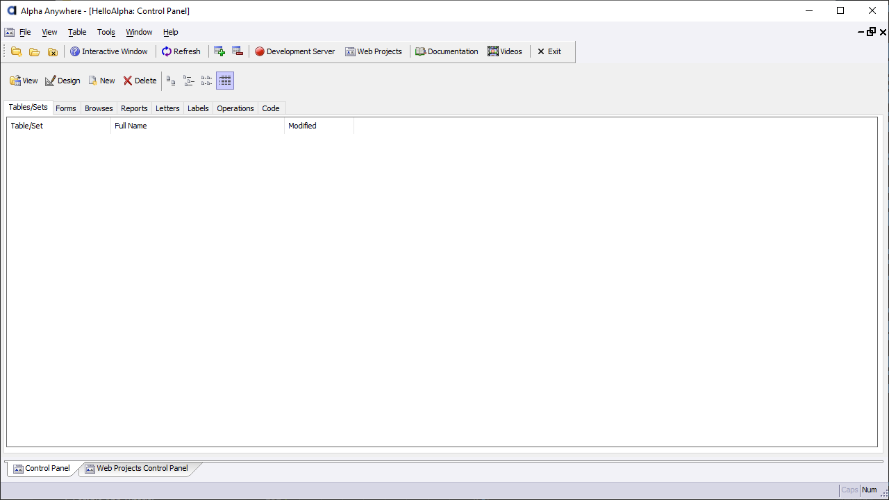 An Alpha Anywhere workspace.